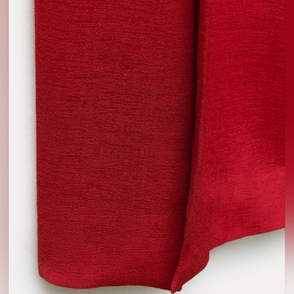 Zara ZW Collection Red Belted Long Dress Wide Neck Side Slit Size XS - Picture 7 of 16